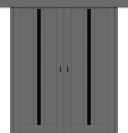 Межкомнатная двойная дверь-купе ДП DIM I-9дк. Graphite Matt / Lacobel Black