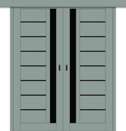 Межкомнатная двойная дверь-купе ДП DIM I-2дк. Gloomy sky Matt / Lacobel Black