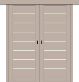 Межкомнатная двойная дверь-купе ДП DIM I-3дк. Dune Matt / Сатинато Белый