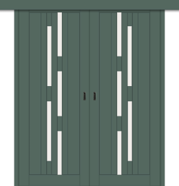 Межкомнатная двойная дверь-купе ДП DIM I-4дк. Seagrass Matt / Сатинато Белый