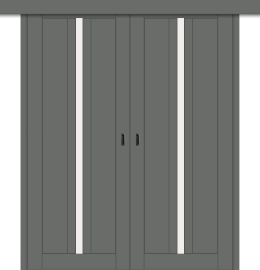 Межкомнатная двойная дверь-купе ДП DIM I-9дк. Graphite Matt / Сатинато Белый