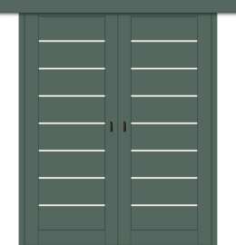 Межкомнатная двойная дверь-купе ДП DIM I-3дк. Seagrass Matt / Сатинато Белый