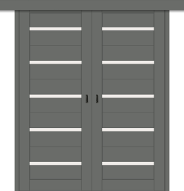 Межкомнатная двойная дверь-купе ДП DIM I-1дк. Graphite Matt / Сатинато Белый