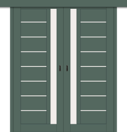 Межкомнатная двойная дверь-купе ДП DIM I-2дк. Seagrass Matt / Сатинато Белый