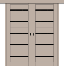 Межкомнатная двойная дверь-купе ДП DIM I-1дк. Dune Matt / Lacobel Black