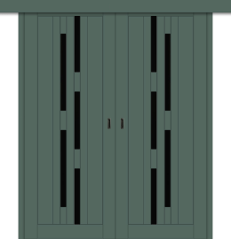 Межкомнатная двойная дверь-купе ДП DIM I-4дк. Seagrass Matt / Lacobel Black