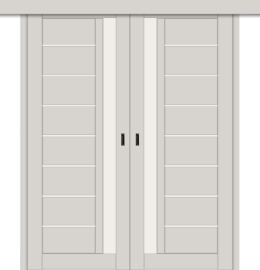 Межкомнатная двойная дверь-купе ДП DIM I-2дк. Silk Matt / Сатинато Белый