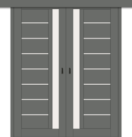 Межкомнатная двойная дверь-купе ДП DIM I-2дк. Graphite Matt / Сатинато Белый