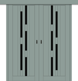 Межкомнатная двойная дверь-купе ДП DIM I-4дк. Gloomy sky Matt / Lacobel Black