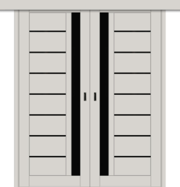 Межкомнатная двойная дверь-купе ДП DIM I-2дк. Silk Matt / Lacobel Black