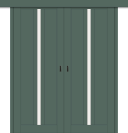 Межкомнатная двойная дверь-купе ДП DIM I-9дк. Seagrass Matt / Сатинато Белый