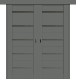 Межкомнатная двойная дверь-купе ДП DIM I-1дк. Graphite Matt / Сатинато Графит