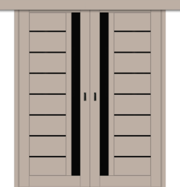 Межкомнатная двойная дверь-купе ДП DIM I-2дк. Dune Matt / Lacobel Black