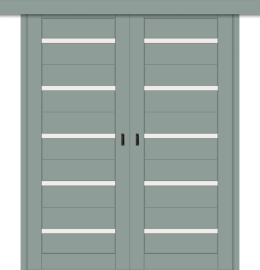 Межкомнатная двойная дверь-купе ДП DIM I-1дк. Gloomy sky Matt / Сатинато Белый