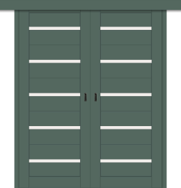 Межкомнатная двойная дверь-купе ДП DIM I-1дк. Seagrass Matt / Сатинато Белый