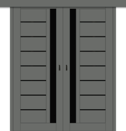 Межкомнатная двойная дверь-купе ДП DIM I-2дк. Graphite Matt / Lacobel Black
