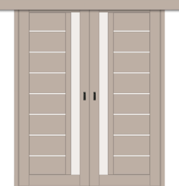 Межкомнатная двойная дверь-купе ДП DIM I-2дк. Dune Matt / Сатинато Белый