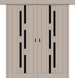 Межкомнатная двойная дверь-купе ДП DIM I-4дк. Dune Matt / Lacobel Black