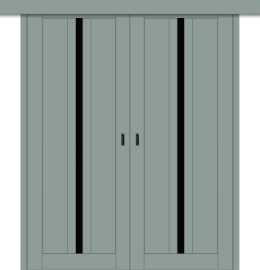 Межкомнатная двойная дверь-купе ДП DIM I-9дк. Gloomy sky Matt / Lacobel Black