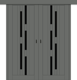Межкомнатная двойная дверь-купе ДП DIM I-4дк. Graphite Matt / Lacobel Black