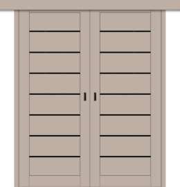 Межкомнатная двойная дверь-купе ДП DIM I-3дк. Dune Matt / Lacobel Black