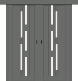 Межкомнатная двойная дверь-купе ДП DIM I-4дк. Graphite Matt / Сатинато Белый
