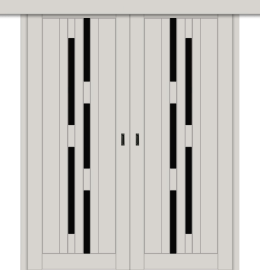 Межкомнатная двойная дверь-купе ДП DIM I-4дк. Silk Matt / Lacobel Black