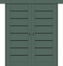 Межкомнатная двойная дверь-купе ДП DIM I-3дк. Seagrass Matt / Lacobel Black