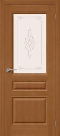 Межкомнатная шпонированная дверь Статус-15 Орех / Сатинато Белое художественное