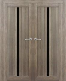 Двойная межкомнатная дверь с экошпоном ДП DIM I-9 Taupe Wood Lacobel Black
