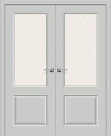Двойная межкомнатная крашеная дверь Скинни-13 Grace / White Crystal