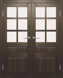 Двойная межкомнатная дверь с экошпоном ДП DIM I-12 Choco Wood Сатинато Белый