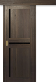 Межкомнатная дверь-купе ДП DIM I-5.1к Choco Wood / Lacobel Black