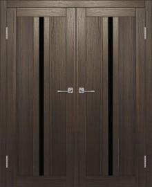Двойная межкомнатная дверь с экошпоном ДП DIM I-9 Choco Wood Lacobel Black