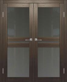 Двойная межкомнатная дверь с экошпоном ДП DIM I-7 Choco Wood Сатинато Графит