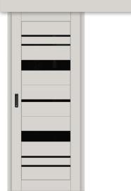 Межкомнатная дверь-купе ДП DIM I-16к Silk Matt / Lacobel Black