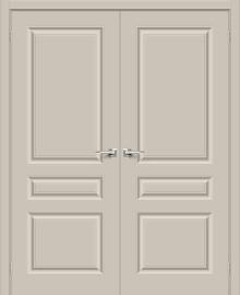 Двойная межкомнатная крашеная дверь Скинни-14 Creamy