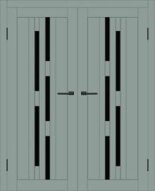 Двойная межкомнатная дверь с экошпоном ДП DIM I-4 Gloomy sky Matt Lacobel Black