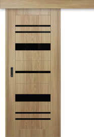 Межкомнатная дверь-купе ДП DIM I-16к Sandy Wood / Lacobel Black