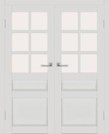 Двойная межкомнатная дверь с экошпоном ДП DIM I-12 Smoky Matt Сатинато Белый