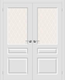 Двойная межкомнатная крашеная дверь Скинни-15.1 Whitey / White Crystal