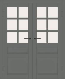 Двойная межкомнатная дверь с экошпоном ДП DIM I-12 Graphite Matt Сатинато Белый