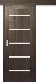 Межкомнатная дверь-купе ДП DIM I-1к Choco Wood / Сатинато Белый