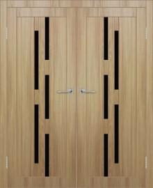 Двойная межкомнатная дверь с экошпоном ДП DIM I-4 Sandy Wood Lacobel Black