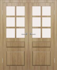 Двойная межкомнатная дверь с экошпоном ДП DIM I-12 Sandy Wood Сатинато Белый