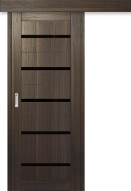 Межкомнатная дверь-купе ДП DIM I-1к Choco Wood / Lacobel Black