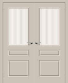 Двойная межкомнатная крашеная дверь Скинни-15.1 Creamy / Magic Moru