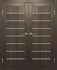 Двойная межкомнатная дверь с экошпоном ДП DIM I-3 Choco Wood Сатинато Белый