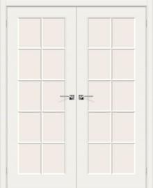 Двойная межкомнатная крашеная дверь Скинни-11.1 Whitey / Magic Fog