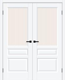 Двойная межкомнатная дверь ПЭТ Неоклассик-35 White Silk / Magic Moru